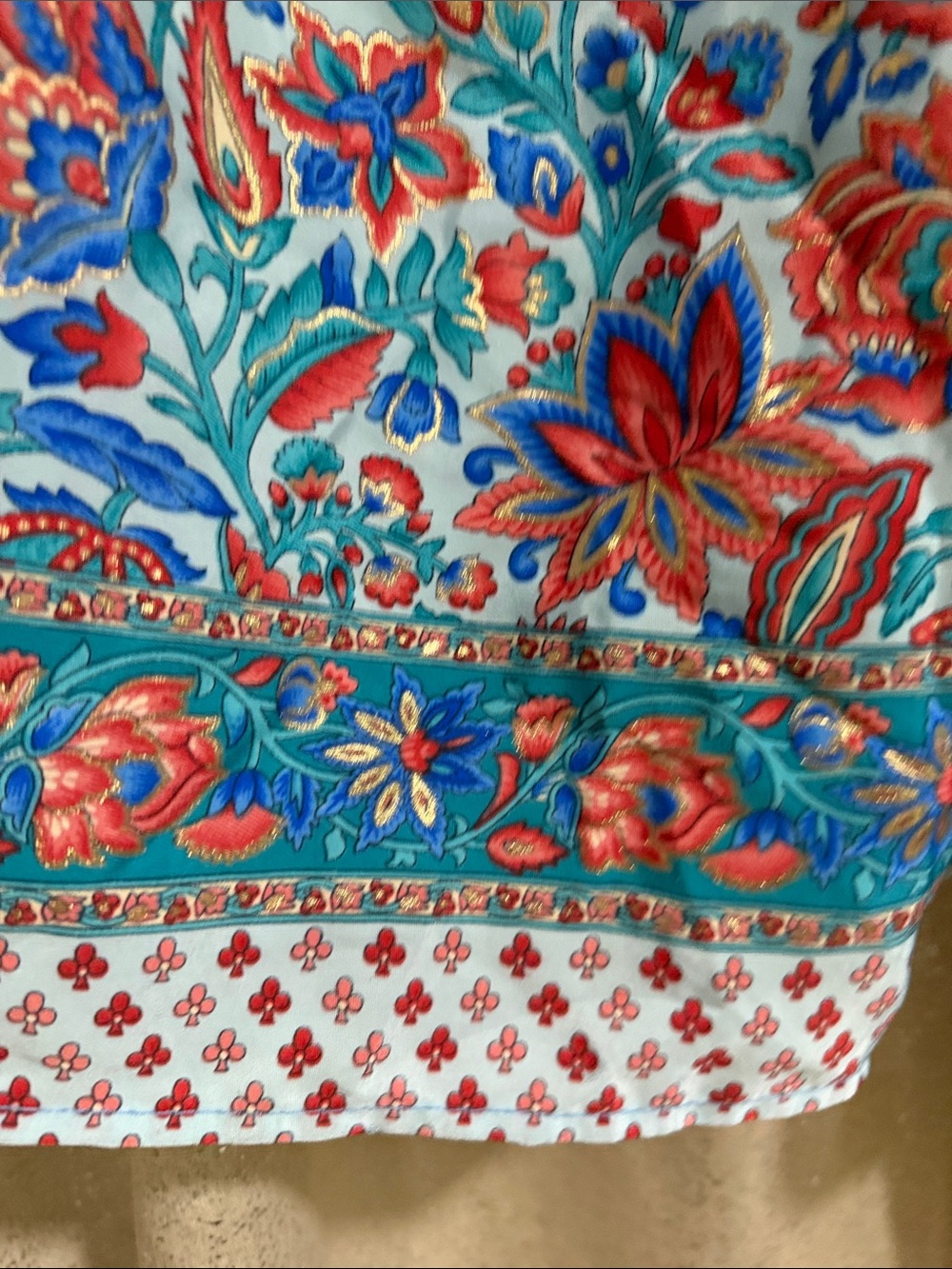 Boho Floral Midi Dress in Teal & Red - Picture 6 of 10
